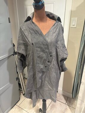 Yigal Azrouel Gray Draped Asymmetric Trench